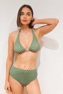 Bikini verde de tiro alto