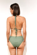 Bikini verde de tiro alto